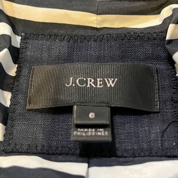 J. CREW Rhodes Navy Blue Blazer 100% Linen Nautical Crest Gold Buttons Size 6 - Picture 7 of 16